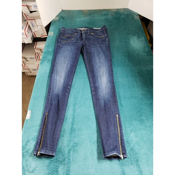 Rag & Bone Jeans Size 27 Blue Stretch Denim Pants Ladies Mid Rise Ladies Skinny - Picture 1 of 13